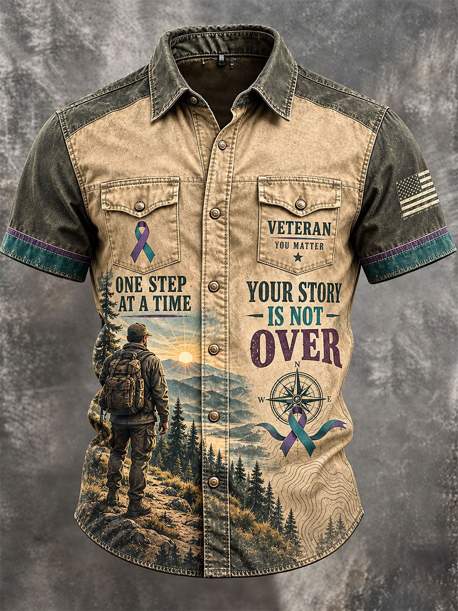 Men's US Veterans PTSD Printed Casual Shirt
