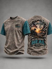 Men's U.S. Veteran PTSD Printed Casual T-Shirt