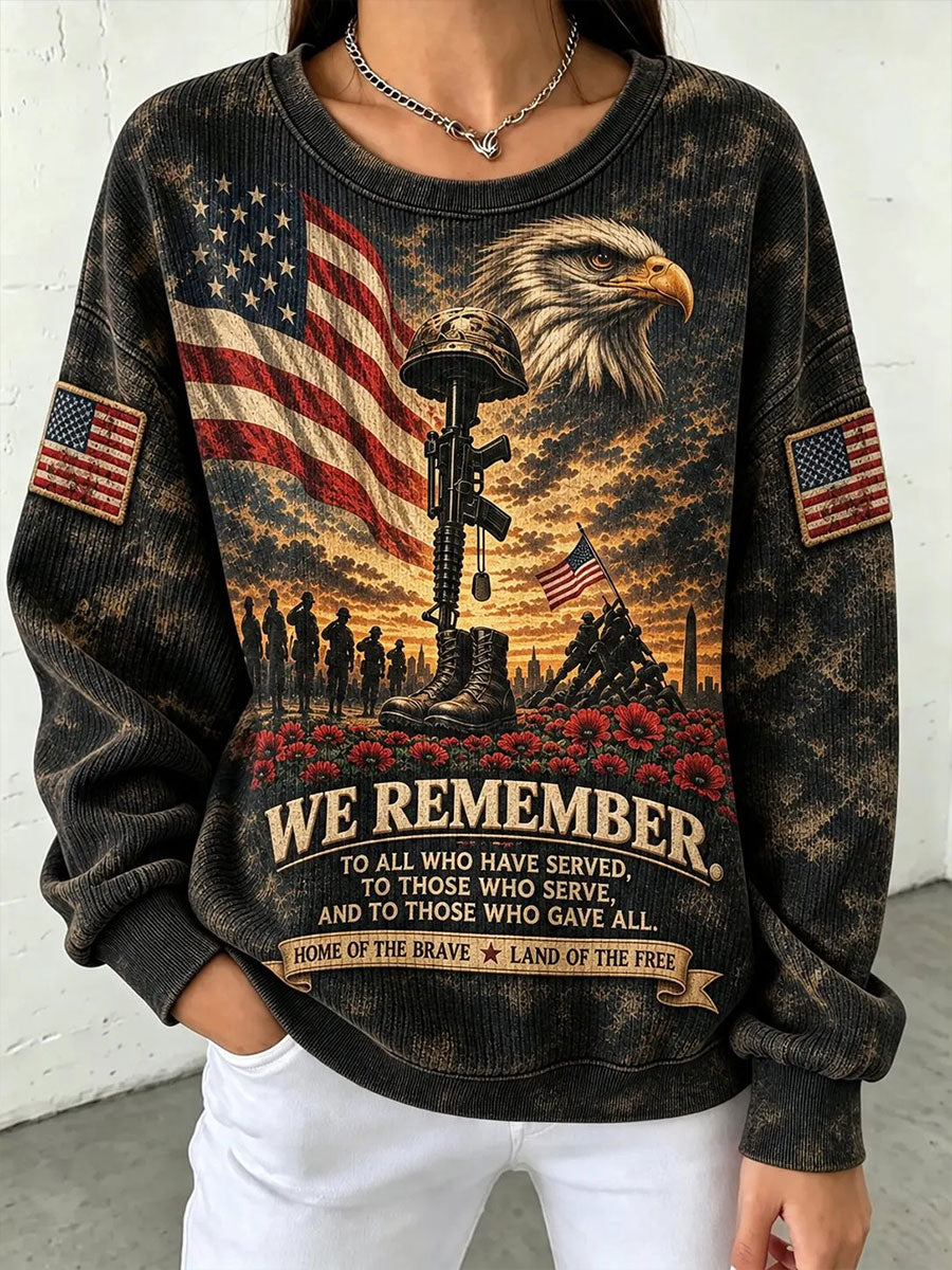 Women's American Veteran Printed Casual Sweatshirt