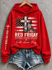Women's Red Friday Printed Casual Hoodie