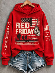 Women's Red Friday Printed Casual Hoodie