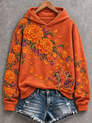 Women's Mexico Day of The Dead Floral Art Printed Hoodie