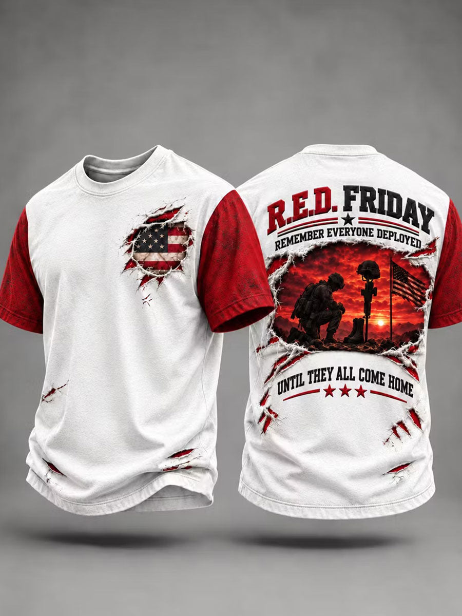 Men's Red Friday Printed Casual T-Shirt