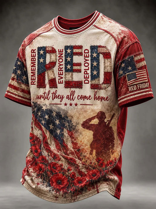 Men's Red Friday Printed Casual T-Shirt