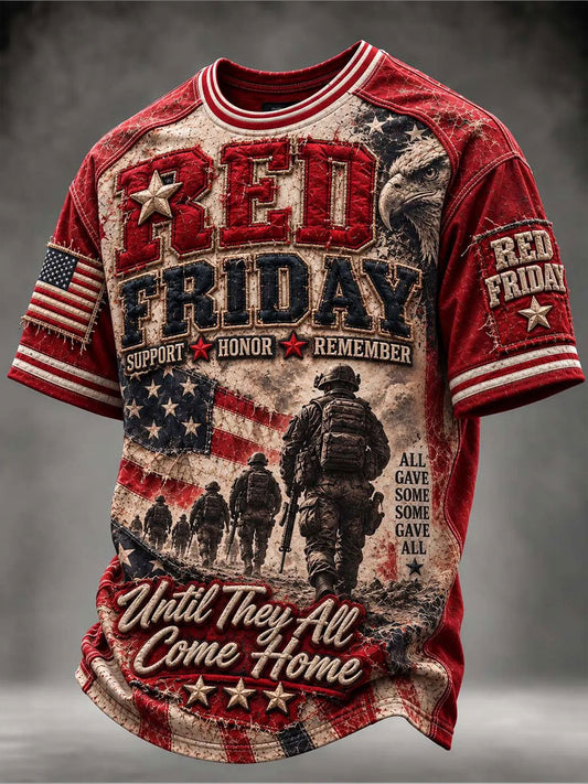 Men's Red Friday Printed Casual T-Shirt