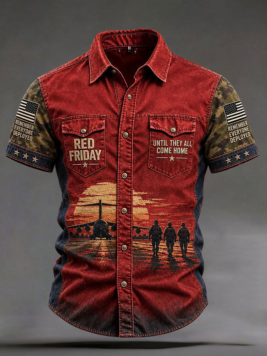 Men's Red Friday Printed Casual Shirt