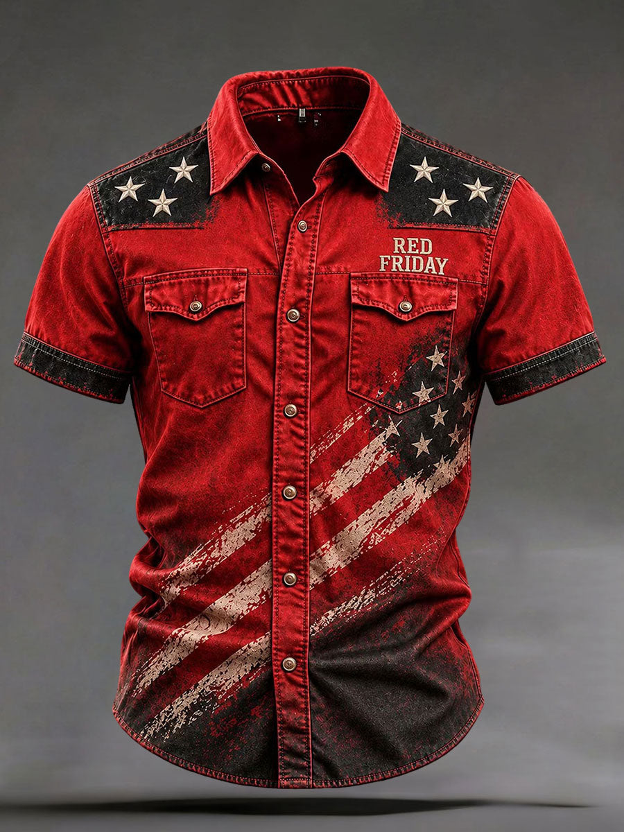 Men's Red Friday Printed Casual Shirt
