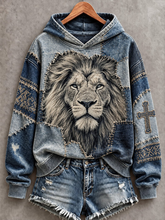 Women's Lion Faith Printed Hoodie