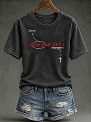 Women's faith-themed pattern short-sleeved T-shirt