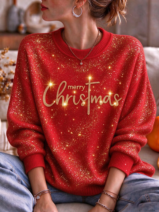 Women's Merry Christmas Cross Art Sweater