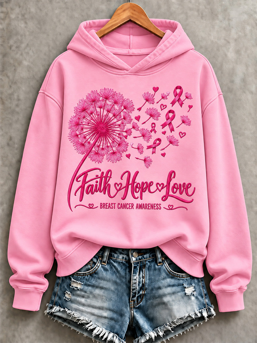 Women's Faith Hope Love Cancer Awareness Print Sweatshirt