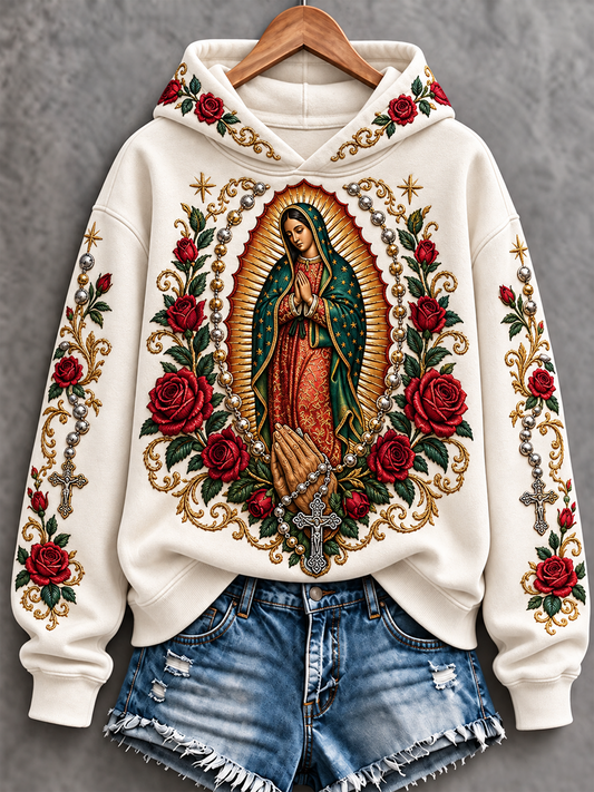 Women's Feast of Our Lady of Guadalupe art Printed Regular Sweatshirt