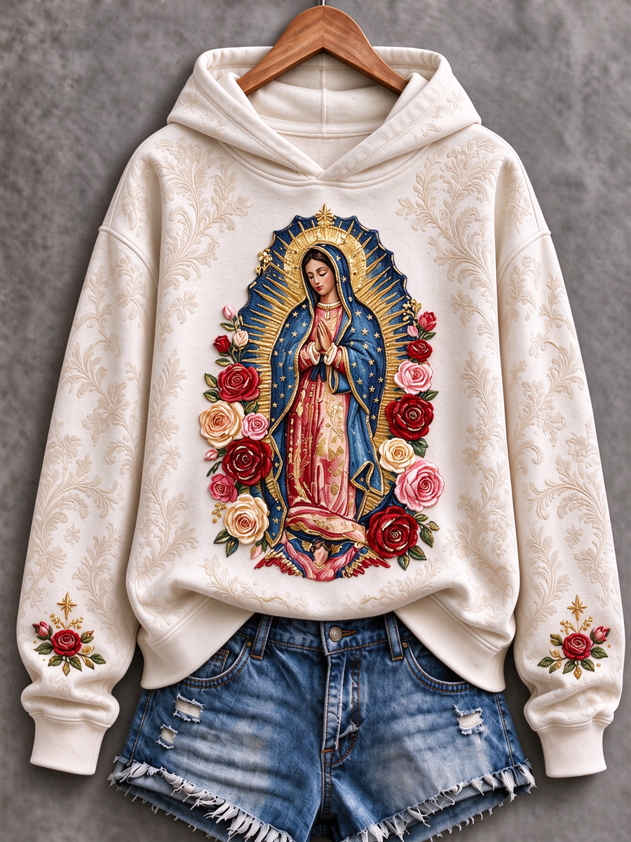 Women's Feast of Our Lady of Guadalupe art Printed Regular Sweatshirt