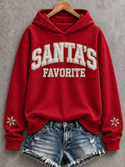 Women's Santa's Favorite Merry Christmas Printed Hoodie
