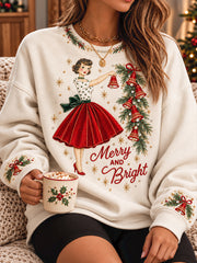 Women's Vintage Merry Christmas Printed Sweatshirt