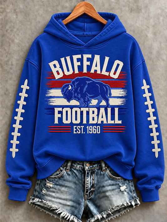 Women's Football Lover Buffalo Print Casual Sweatshirt