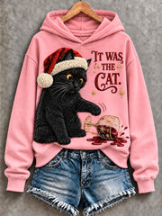 Women's It Was The Cat Print Regular Sweatshirt