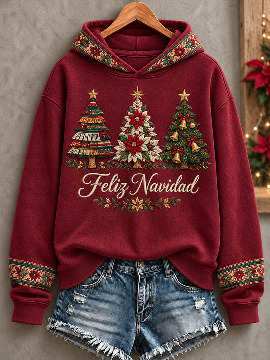 Women's Mexico Christmas Feliz Navidad Printed Hoodie