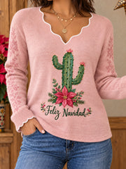 Women's Mexico Christmas Feliz Navidad Printed Tops