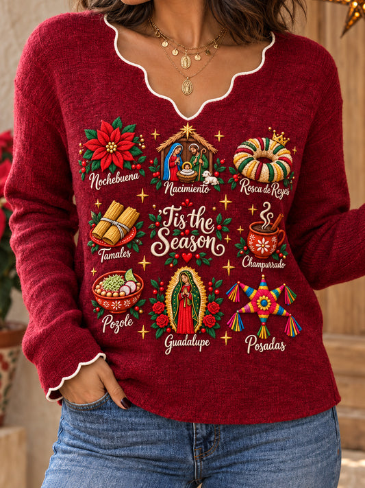 Women's Mexico Christmas Feliz Navidad Printed Tops