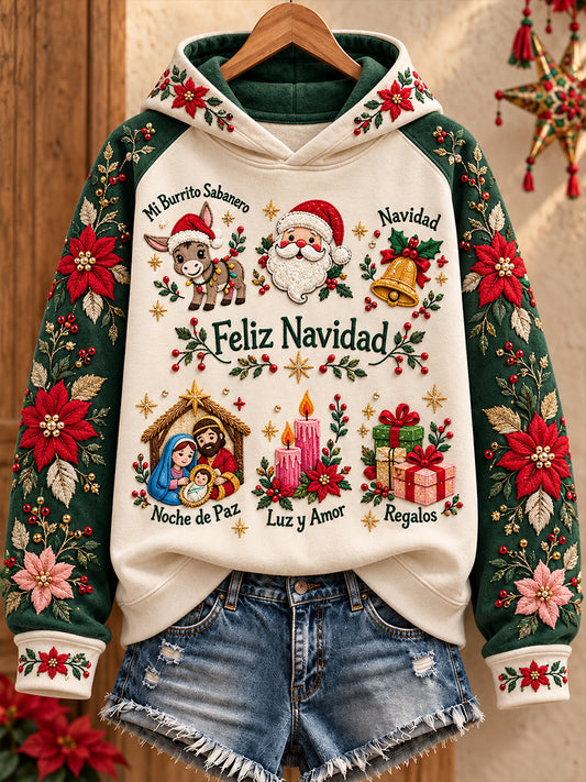 Women's Mexico Christmas Feliz Navidad Printed Hoodie