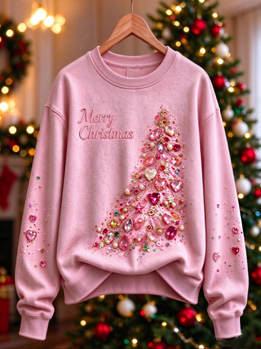Women's Pink Christmas Tree Sweatshirt