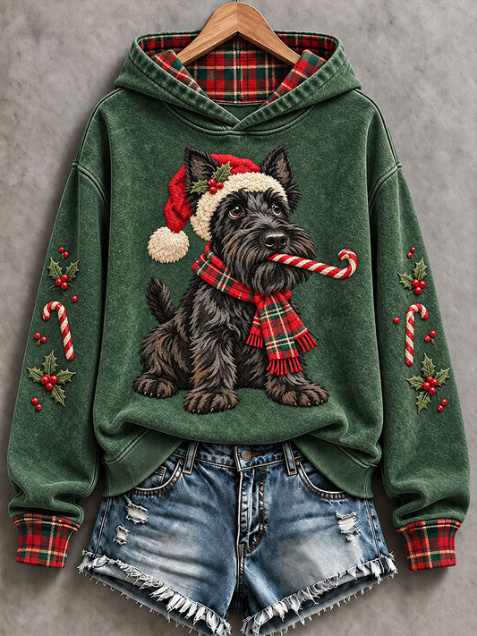Women's Christmas Funny Dog Print Regular Hoodie
