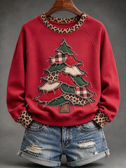 Women's Christmas tree raglan sleeve sweatshirt