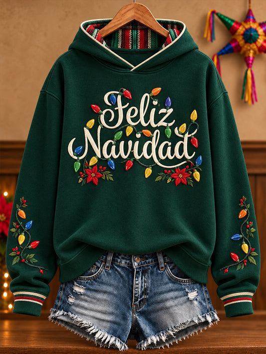 Women's Mexico Christmas Feliz Navidad Printed Hoodie