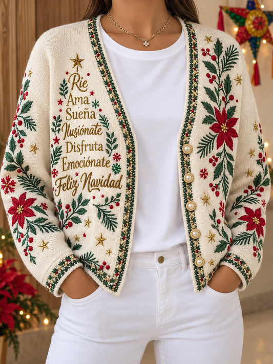 Women‘s Mexico Christmas Feliz Navidad Printed Cardigan