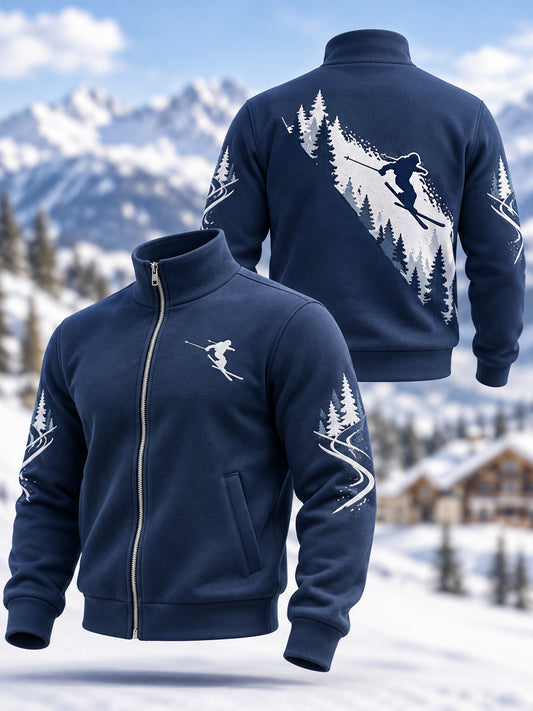 Men's Ski Lovers Ready For Ski Season Casual Zipper Sweatshirt