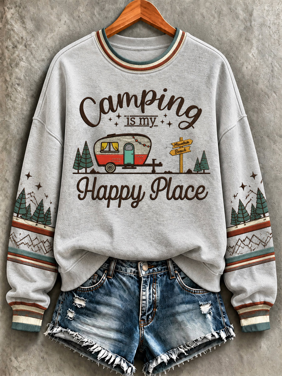 Women's Camping Print Sweatshirt