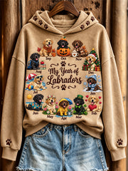 Women's My Year of Labradors Monthly Dogs Print Hoodie