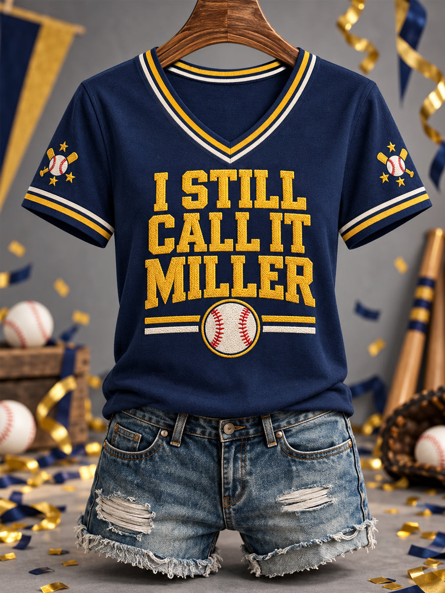 Women's Gift For Baseball Fans Casual V-Neck Tee