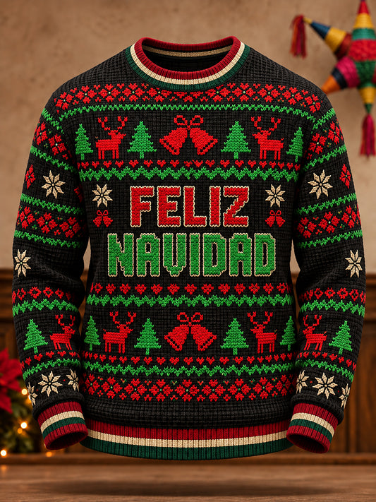 Men's Mexico Christmas Feliz Navidad Printed Sweater