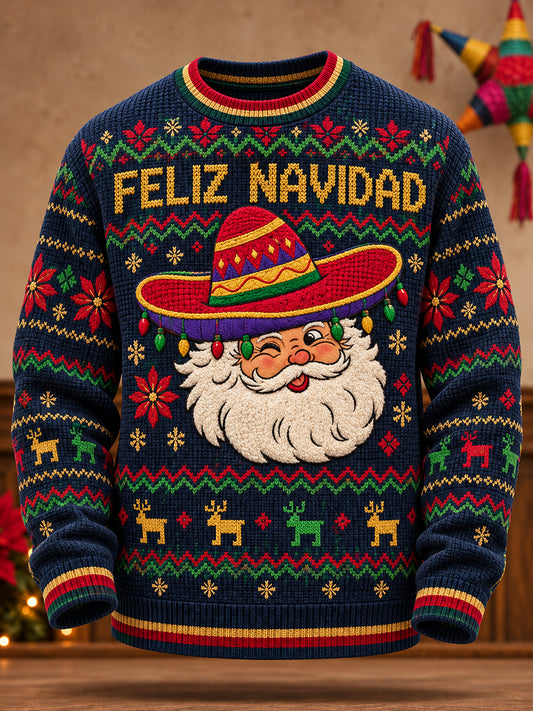 Men's Mexico Christmas Feliz Navidad Printed Sweater