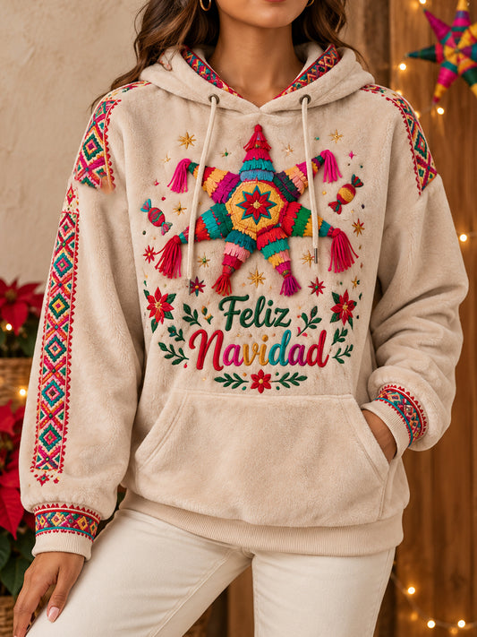 Women's Mexico Christmas Feliz Navidad Printed Hoddie