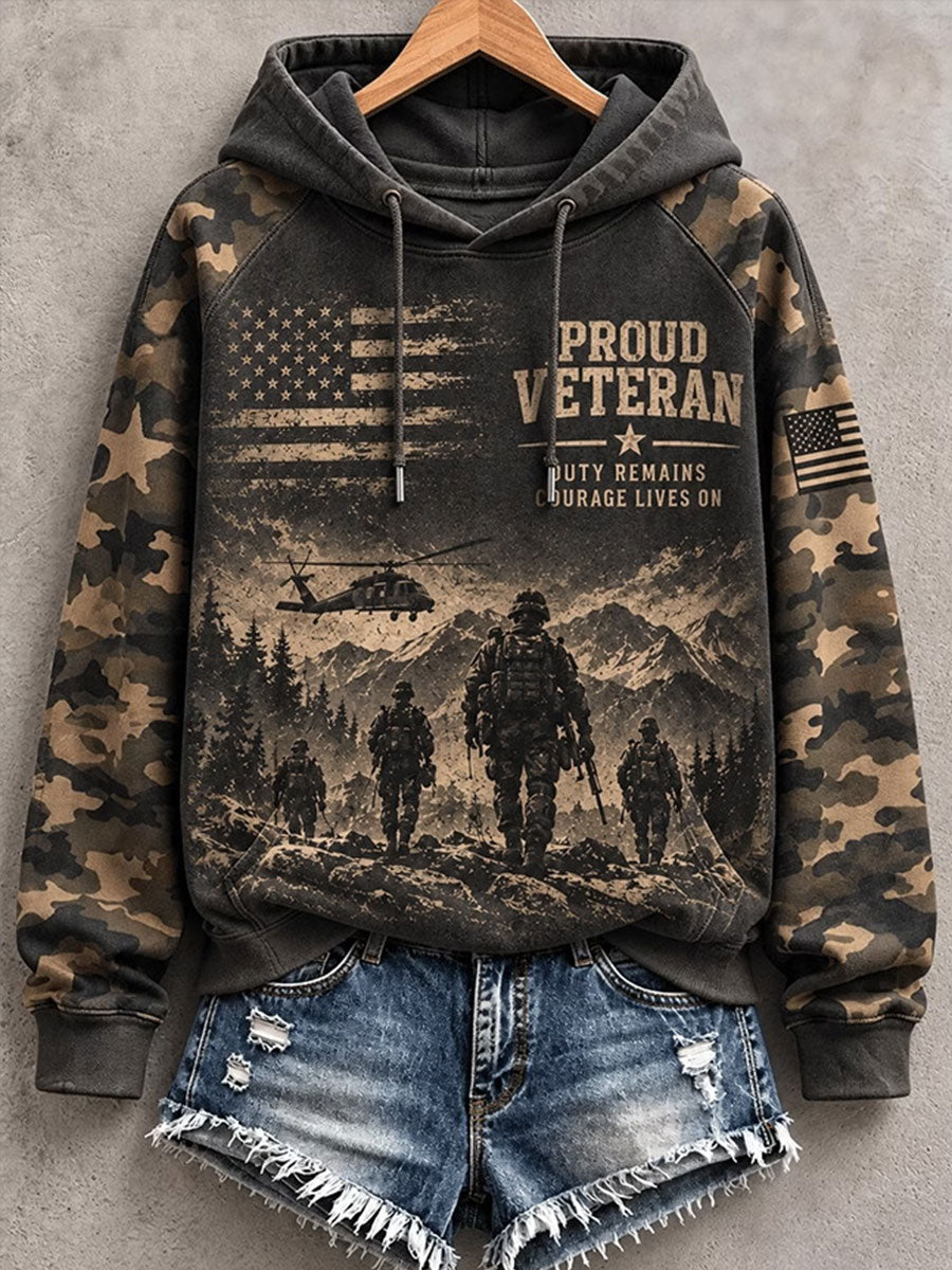Women's Veterans Day Printed Casual Hoodie