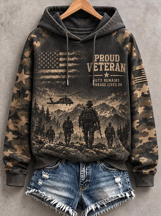 Women's Veterans Day Printed Casual Hoodie