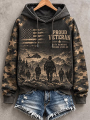 Women's Veterans Day Printed Casual Hoodie
