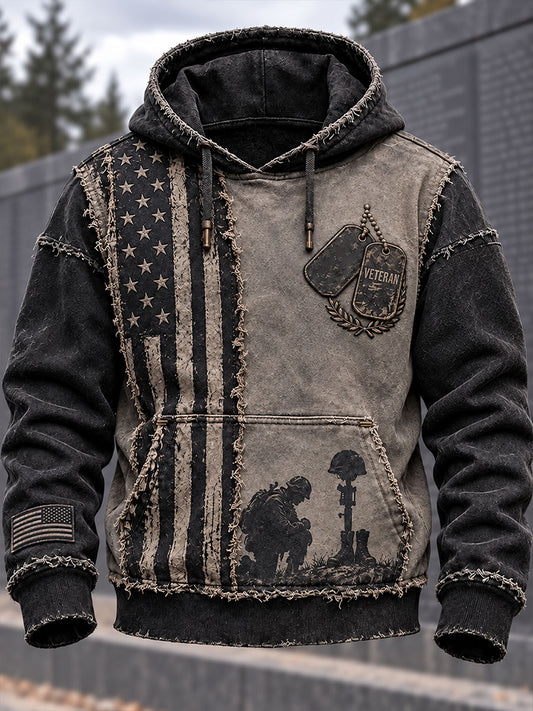 Men's Veterans Day Printed Casual Hoodie