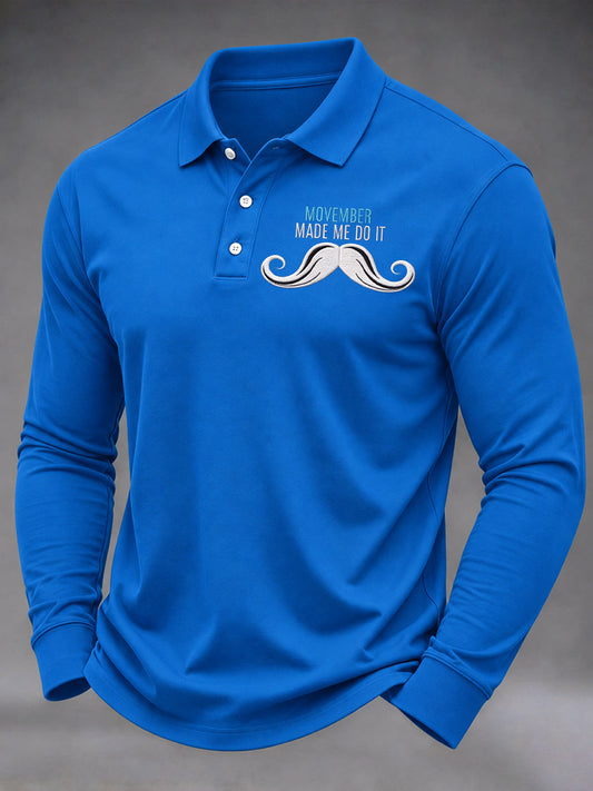 Men's Mustache Print Men's Health Support Graphic Shirt