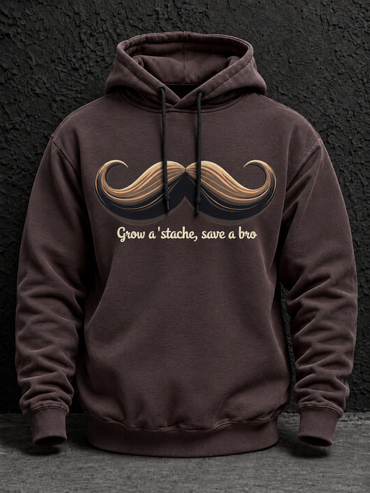 Men's Mustache Print Men's Health Support Graphic Hoodie