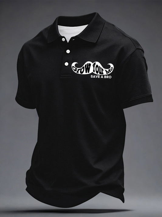 Men's Mustache Print Men's Health Support Graphic Shirt