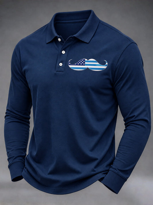 Men's Mustache Print Men's Health Support Graphic Shirt