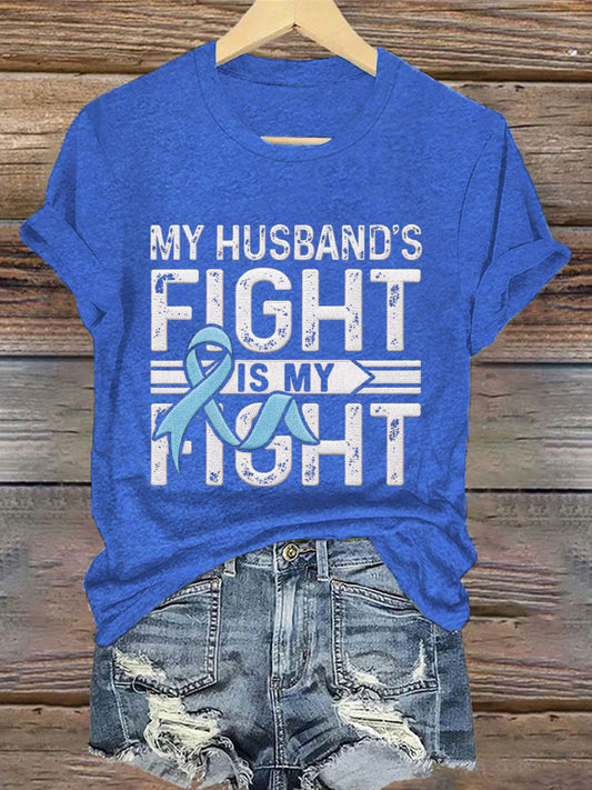Women's Mustache Print Men's Health Support Graphic T-Shirt