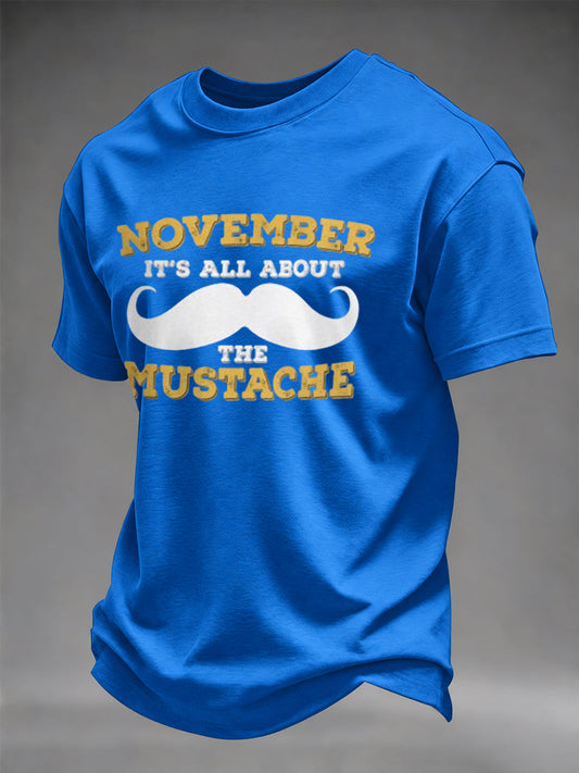 Men's Mustache Print Men's Health Support Graphic T-Shirt