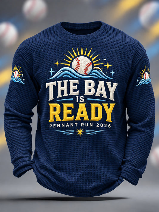 Men's Gift For Baseball Fans Casual Waffle Long Sleeve T-Shirt