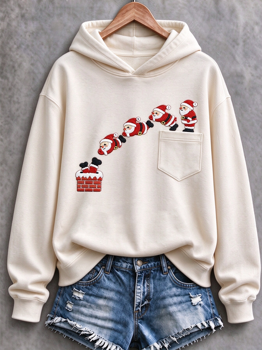 Women's Funny Santa Claus Printed Regular Sweatshirt