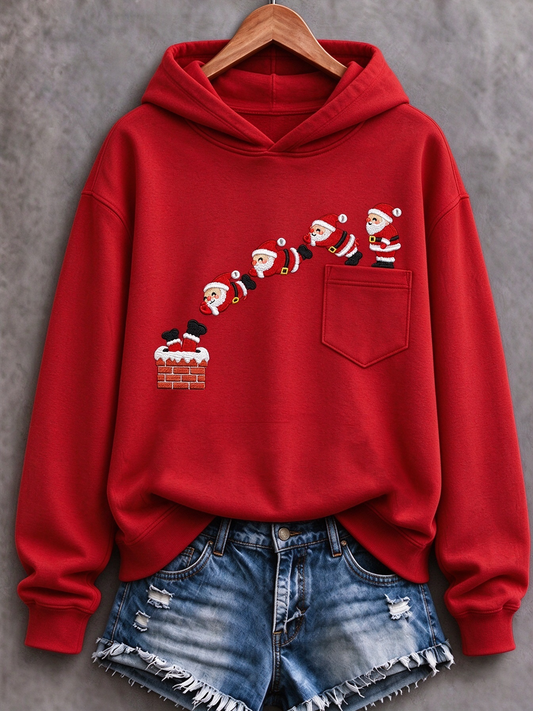Women's Funny Santa Claus Printed Regular Sweatshirt